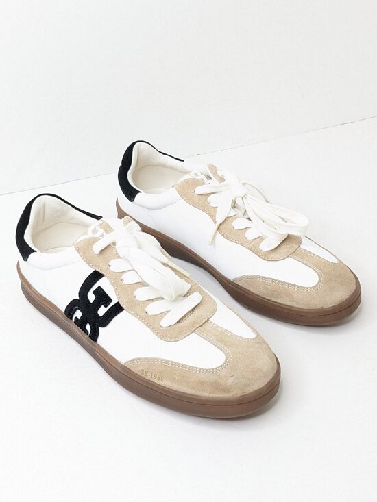 Sam Edelman Shoes - Sam Edelman Timmie Casual Sneakers White Tan Black Suede Women's 6.5